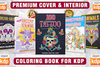 design kids or adult coloring book cover and interior pages for kdp
