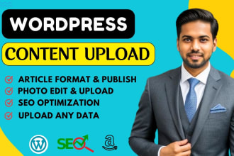 do content upload, and blog posts as wordpress virtual assistant