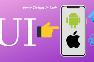 convert figma PSD xd or custom UI design into flutter or react mobile app