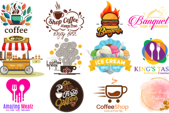 do bakery, restaurant, fast food truck , coffee or watercolor logo for business