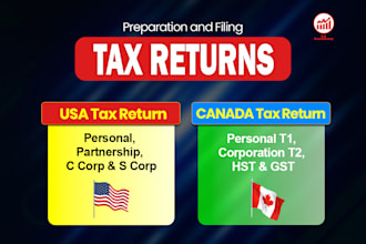 prepare and file canada tax returns, USA tax returns for personal, llc, s c corp