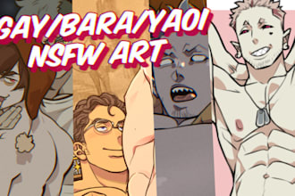 draw yaoi, bara, fanart, male original character