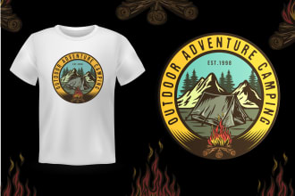 create adventure hunting outdoor mountain and fishing logo