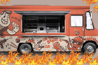 do food truck wrap, trailer wrap, rally car, livery car,  sport wrap vinyl decal