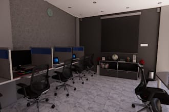 do office interior design, space management, HD renders