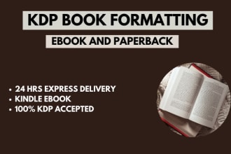 do kindle book formatting for amazon KDP, book publishing and layout design