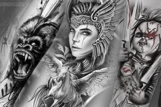 draw a unique graphic sketch tattoo design