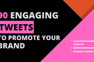 write 90 engaging tweets to promote your brand or services