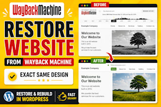 restore website from wayback machine into wordpress elementor