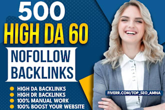 manual 500 high quality high da 60 to 90 nofollow seo backlinks link building