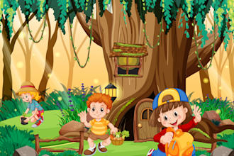 draw your high resolution children story book illustrations