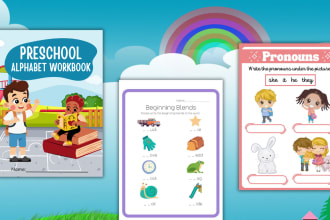 design preschool, kindergarten kids tracing, workbooks, and activity worksheets