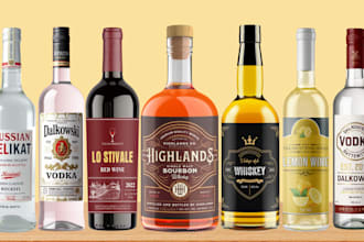 make wine,vodka,gin,whiskey,tequila,rum label or logo