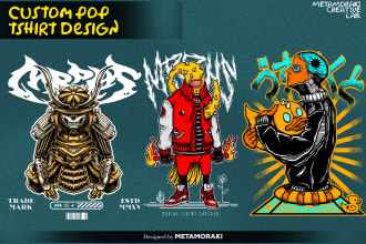 create custom pop art illustrations for t shirts, covers, merchandise etc