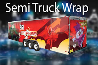 design professional box truck, long trailer and semi truck