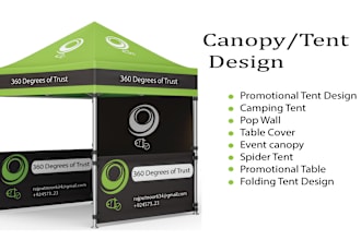 design event tent, table cover, flag, and  canopy tent