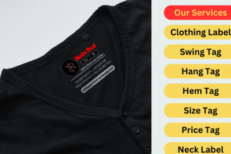 design wash care label, clothing label, neck tag, hang tags