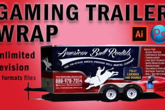 create unique and eye catching gaming trailer wrap, vehicle wrap, boat, pickup
