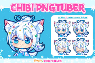 create cute chibi custom pngtuber for vtuber and twitch