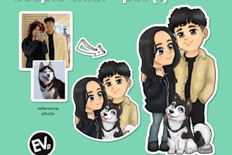 draw chibi anime cartoon of you and your pet