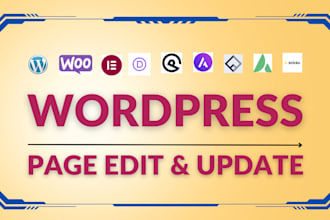 create wordpress website page, edit, update and upload woocommerce products