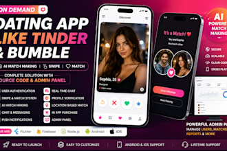 provide tinder bumble clone dating app with ai matchmaking