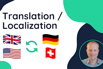 translate and localize english, german, swiss german text