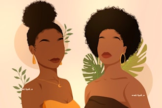 create african american women minimalist illustration