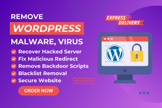 remove malware, virus, fix hacked wordpress website, improve security