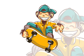 draw a cartoon logo and character