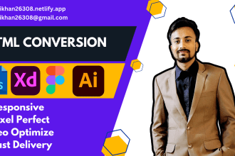 convert psd to html, figma to html and xd to html