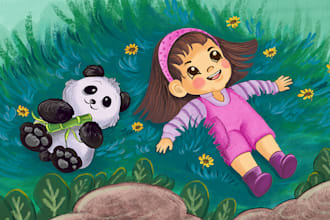draw whimsical and cute children storybook illustrations for amazon KDP