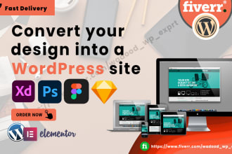 convert PSD, xd, figma to wordpress using elementor pro