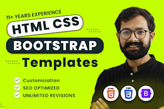 customize website design template using html css bootstrap