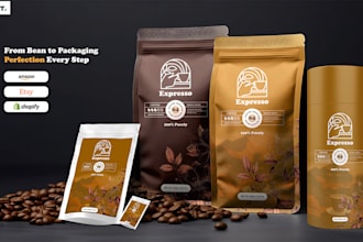 do coffee packaging, stand up pouch, tea labels and bag design