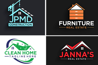 create 3d modern real estate, property, construction logo design