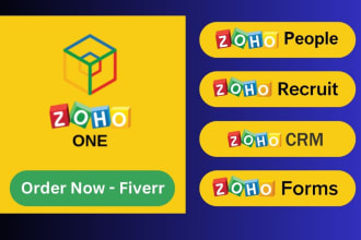 set up zoho forms, recruit, people, books, commerce, CRM and zoho site etc