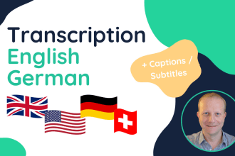 transcribe english, german, swiss german audio and video
