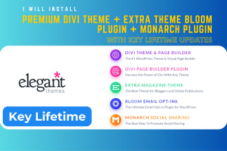 install the premium divi theme, theme extra, bloom, monarch with lifetime