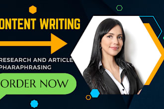do definite research, article and paraphrasing for you