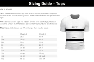 create a professional size chart or size guide