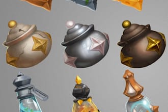 create 2d props for the game and illustrations