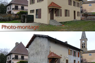 create a photomontage of your finish building or house in a present day picture