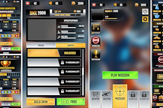 design premium quality game ui ux, hud and assets for mobile and pc games