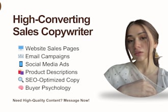 write high converting sales copy for websites, ads and more