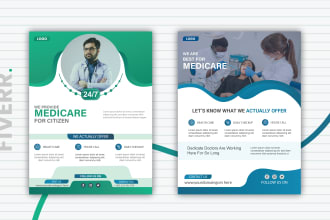design medical homecare fitness flyer, dental ads healthcare brochure postcard