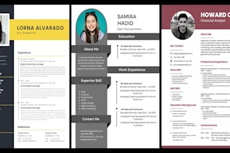 perform professional resume design and CV design