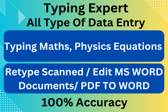 type math, physics equations, retype scanned documents and draw diagrams in word