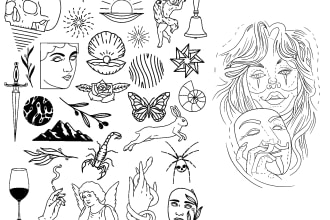 create your minimalist tattoo stickers and nail art design