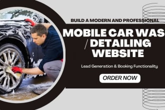 build mobile car wash website, car detailing website for leads with booking